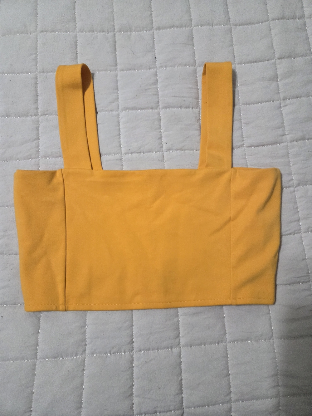 Zara Mustard Square-Neck Crop Top with Wide Straps